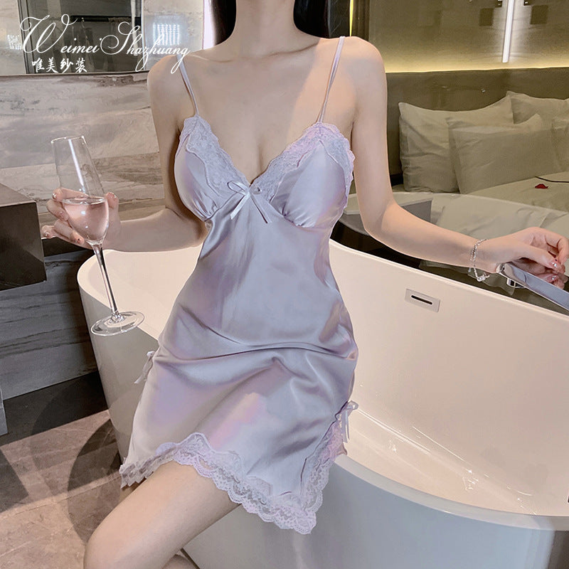 Deep V Home Sleeping Skirt Summer Thin Pajama